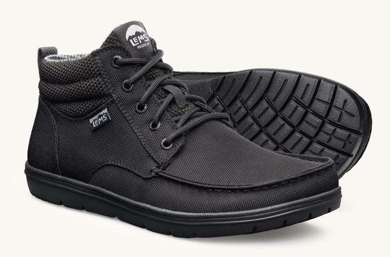 LEMS SHOES | MEN'S BOULDER BOOT MID VEGAN-Jet Black